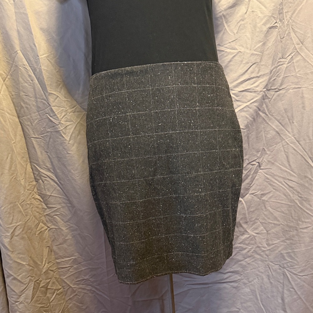 Women's Gray Windowpane Pencil Skirt